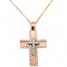 Ροζ χρυσός γυναικείος βαπτιστικός σταυρός Κ14 με αλυσίδα